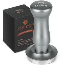Load image into Gallery viewer, MEION Espresso Tamper 58.5mm Coffee Tamper, Calibrated Dual Spring Loaded Barista Tamper with Stainless Steel Base, Comes with aluminum storage pad (58.5MM, Silver)_1
