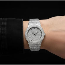 Load image into Gallery viewer, Mens Fully Iced Out Diamond Simulate Quartz Watch Includes Watch Adjustment Tool - Silver Dial_32