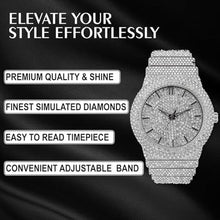Load image into Gallery viewer, Mens Fully Iced Out Diamond Simulate Quartz Watch Includes Watch Adjustment Tool - Silver Dial_33