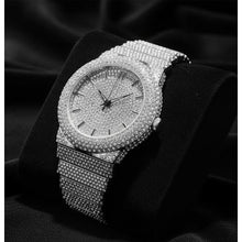 Load image into Gallery viewer, Mens Fully Iced Out Diamond Simulate Quartz Watch Includes Watch Adjustment Tool - Silver Dial_35