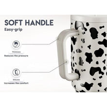 Load image into Gallery viewer, Meoky 40 oz Tumbler with Handle and Straw, Tumbler with Lid and Straw, Insulated Stainless Steel Travel Mug, 100% Leak-proof, Keeps Cold for 34 Hours or Hot for 10 Hours (Cow)_6085