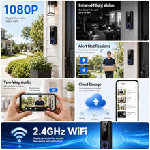 Load image into Gallery viewer, MeshSear Doorbell Camera Wireless, 1080P Battery-Powered Video Doorbell., Black_677