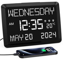 Load image into Gallery viewer, Mesqool 11.5-Inch Large Digital Wall Clock with Date and Day, White_1