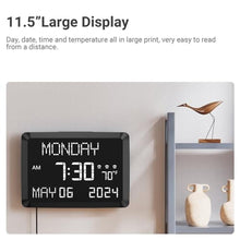 Load image into Gallery viewer, Mesqool 11.5-Inch Large Digital Wall Clock with Date and Day, White_8676