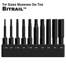 Load image into Gallery viewer, Metric Hex Bit Set, Railer 10-Piece Hex Head Allen Wrench Screwdriver Bit Set. S2 Steel Impact Driver 2" Hex MM Bits for Furniture Screws_5398