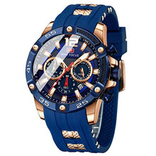 Load image into Gallery viewer, MF MINI FOCUS Men Watch, Chronograph Waterproof Sport Analog Quartz Watches Red Silicon Strap Fashion Wristwatch for Men, AgoldBlue_1