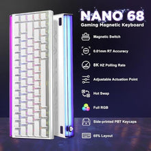Load image into Gallery viewer, MIKIBY Mad Nano 68 Rapid Trigger Custom Mechanical Keyboard with Hall Effect Magnetic Switch,8K Hz Polling Rate,Side-Printed PBT Keycaps, RGB Backlit 60% QMK Wired Keyboard for Mac/Win, White_4275