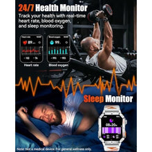 Load image into Gallery viewer, Military Smart Watch for Men, 2.01'' Fitness Tracker with 1200mAh Long Battery Life, Bluetooth Calls, Flashlight, IP68 Waterproof, Heart Rate/Sleep Tracking, 100+ Sports Modes for Android iPhone, Sliver_177