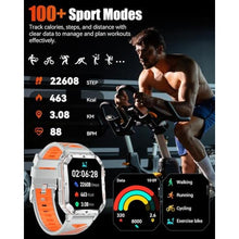 Load image into Gallery viewer, Military Smart Watch for Men, 2.01'' Fitness Tracker with 1200mAh Long Battery Life, Bluetooth Calls, Flashlight, IP68 Waterproof, Heart Rate/Sleep Tracking, 100+ Sports Modes for Android iPhone, Sliver_178