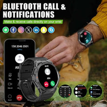 Load image into Gallery viewer, Military Smart Watch for Men (Answer/Make Calls) 1.43" HD, Rugged Smartwatch with 100+ Sports Modes AI Voice Heart Rate Sleep Tracker Calorie Pedometer Outdoor Tactical Smart watch for iPhone Android, Black_4096