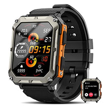 Load image into Gallery viewer, Military Smart Watch for Men (Answer/Make Call), 10 ATM Waterproof Outdoor Sports Fitness Tracker with, Blood Pressure, Heart Rate, Sleep Monitor, Rugged Tactical Smartwatch for Android and iPhone, OrangeCamo_1