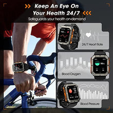 Load image into Gallery viewer, Military Smart Watch for Men (Answer/Make Call), 10 ATM Waterproof Outdoor Sports Fitness Tracker with, Blood Pressure, Heart Rate, Sleep Monitor, Rugged Tactical Smartwatch for Android and iPhone, OrangeCamo_2231