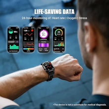 Load image into Gallery viewer, Military Tactical Smart Watches for Men, 100-Day Battery Rugged Fitness Watch with Compass & Flashlight, Sports Watch for Android with 2.01" HD Display AI Voice, IP68 Waterproof Smartwatch (Black), WProBlack_1740