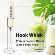 Load image into Gallery viewer, Milk Frother Rechargeable Handheld-Electric Whisk 3 Speed Adjustable, Coffee Frother Wand with 3 Stainless Whisks, Foam Maker, Drink Mixer Blender for Latte Cappuccino Matcha Egg (With Stand, Beige)_5141