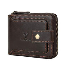 Load image into Gallery viewer, MING CLAN Leather RFID Blocking Bifold Wallet For Men With Zipper, Flap ID Window Zip Coin Pocket, Big Capacity Credit Card Holder For Travel, Coffee_1