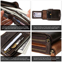 Load image into Gallery viewer, MING CLAN Leather RFID Blocking Bifold Wallet For Men With Zipper, Flap ID Window Zip Coin Pocket, Big Capacity Credit Card Holder For Travel, Coffee_8038