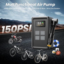 Load image into Gallery viewer, Mini Bicycle Pump with Gauge, Max 150PSI Electric Bike Pump with Presta & Schrader Valve, 4X Faster, Auto Stop, Brushless Motor, Upgraded Portable Bike Tire Pump for E-Bike, MTB, Road Bike, Ball, etc, BlackGrey_129
