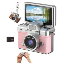 Load image into Gallery viewer, Mini Digital Camera Keychain with 1.47 in LCD Screen 1080P, 2026 New Mini Retro Camera, Retro Ccd Digital Camera with Lanyard, Built-in Flash, Include 64gb Tf Card for Travel Party (Pink)_1