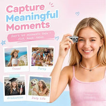 Load image into Gallery viewer, Mini Flip Screen Digital Camera, 1.47 Inch Pocket Retro Camera with USB-C Charging, 1080P/720P Video, MicroSD Support Up to 128GB, Portable Keychain Camera (Black), blackout_258