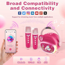 Load image into Gallery viewer, Mini Karaoke Machine for Kids Girl, Kids Microphone Portable Bluetooth Speakers with 2 Wireless Mic Toys for Girls Age 4-6-8 Girls Birthday Gifts for 5 6 7 8 9 10 11 Years, Pink_1980