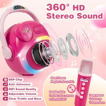 Load image into Gallery viewer, Mini Karaoke Machine for Kids Girl, Kids Microphone Portable Bluetooth Speakers with 2 Wireless Mic Toys for Girls Age 4-6-8 Girls Birthday Gifts for 5 6 7 8 9 10 11 Years, Pink_1981