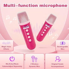 Load image into Gallery viewer, Mini Karaoke Machine for Kids Girl, Kids Microphone Portable Bluetooth Speakers with 2 Wireless Mic Toys for Girls Age 4-6-8 Girls Birthday Gifts for 5 6 7 8 9 10 11 Years, Pink_1982