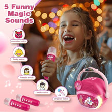 Load image into Gallery viewer, Mini Karaoke Machine for Kids Girl, Kids Microphone Portable Bluetooth Speakers with 2 Wireless Mic Toys for Girls Age 4-6-8 Girls Birthday Gifts for 5 6 7 8 9 10 11 Years, Pink_1983