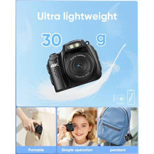 Load image into Gallery viewer, Mini Keychain Camera 4K 64MP Retro Mini Digital Camer Set with 32GB Card, Black_169