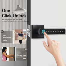 Load image into Gallery viewer, MINIA Keyless Entry Door Lock with Handle,Digital Door Knob,Smart Door Locks,Fingerprint Door Lock for Bedroom,Office and Hotel,Black Door Knobs_5679