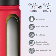 Load image into Gallery viewer, mininoo 24 oz Insulated Water Bottle with Straw Lid, Stainless Steel Double Wall Vacuum, Leak Proof, BPA Free, Keep Cold for 24H & Hot for 12H(Red)_6787