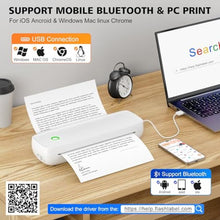 Load image into Gallery viewer, MinZhi Portable Thermal Printer,Wireless Supports 8.5" X 11"US Letter&Legal,A4&A5 Paper,Bluetooth Inkless Travel Compatible with Android iOS & Laptop for Office Travel Home, White_6200