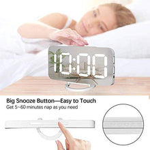 Load image into Gallery viewer, Miowachi White Digital Alarm Clock for Bedrooms, Small Desk Table Bedside Nightstand Cute Decorative LED Mirror Clock for Home Room Office Vanity, USB Charger_2342