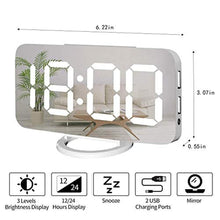 Load image into Gallery viewer, Miowachi White Digital Alarm Clock for Bedrooms, Small Desk Table Bedside Nightstand Cute Decorative LED Mirror Clock for Home Room Office Vanity, USB Charger_2345