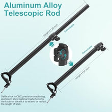 Load image into Gallery viewer, Mippko Motorcycle Camera Mount Kit,Bike Handlebar Clamp Mount,Aluminium Alloy Extendable Selfie Stick with Mini Ball Head Adapter Phone Clip,Compatible with Insta360 /Pocket/Mevo Start/iPhone, Black_3390