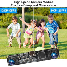 Load image into Gallery viewer, MMlove USB Stereo Camera Module 1200P 60FPS Global Shutter Synchronous Dual Lens 600P 120FPS High Speed 3D Webcam 94 Viewing Angle Lightburn Camera for VR Face Recognition,PC/Laptop/Raspberry Pi, Black_5852