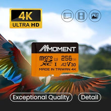 Load image into Gallery viewer, MMOMENT MicroSDXC Card, 256 GB A2 / V30 / U3 / Switch Compatible, SD Adapter Included (Up to 160 MB/s Read), orange_4805