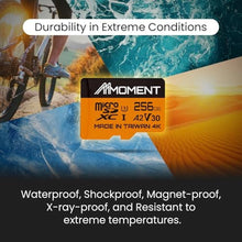 Load image into Gallery viewer, MMOMENT MicroSDXC Card, 256 GB A2 / V30 / U3 / Switch Compatible, SD Adapter Included (Up to 160 MB/s Read), orange_4807