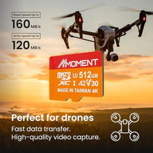 Load image into Gallery viewer, MMOMENT MM23 512GB Micro SDXC Card, A2, UHS-I, U3, V30, Class 10 Compatible, Read Up to 160 MB/s,Write Up to 120 MB/s, SD Adapter Included, MMAVGB_4635