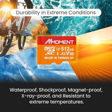 Load image into Gallery viewer, MMOMENT MM23 512GB Micro SDXC Card, A2, UHS-I, U3, V30, Class 10 Compatible, Read Up to 160 MB/s,Write Up to 120 MB/s, SD Adapter Included, MMAVGB_4638