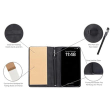 Load image into Gallery viewer, MOJO Notepad Phone Case for iPhone 13/14/15 - Folding Wallet Phone Case with Mini Pen and Note Pad (Black) (Fits iPhone 17)_2497