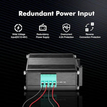 Load image into Gallery viewer, MokerLink 5 Port Gigabit Industrial Solar Battery UPS PoE Switch, Input DC9V-54V to Output DC48V, IEEE802.3af/at PoE, Mini Size, Unmanaged IP40 Network Switch (-40 to 185F), 10Gbps Capacity, black_163