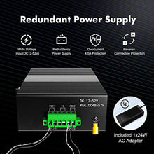 Load image into Gallery viewer, MokerLink 5 Port Industrial DIN-Rail Network Switch, 10/100Mbps Fast Ethernet, IP40 Rated Network Switch (-40 to 185F), with UL Power Supply_2306