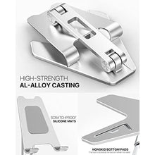 Load image into Gallery viewer, MoKo Tablet/Phone Stand, Adjustable&Foldable Aluminum Desk Phone Stand for iPhone/Tablet 4-11", Fit with iPhone 14 Pro Max/14, iPad Air 4/Mini 6 2021, iPad Pro 11 2022, iPad 10.2 10th, Silver_659