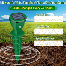 Load image into Gallery viewer, Mole Repellent Solar Powered Ultrasonic,Deer Repellent Devices,Gopher Trap Groundhog Repeller,Sonic Spikes Get Rid of All Pests Vole, Chipmunk,Cat,Skunk,Snake,Mole Trap for Lawn, Garden Yard (4P)_84