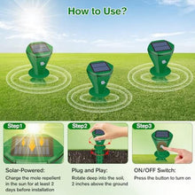 Load image into Gallery viewer, Mole Repellent Solar Powered Ultrasonic,Deer Repellent Devices,Gopher Trap Groundhog Repeller,Sonic Spikes Get Rid of All Pests Vole, Chipmunk,Cat,Skunk,Snake,Mole Trap for Lawn, Garden Yard (4P)_85