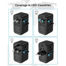 Load image into Gallery viewer, MOMAX 100W Universal Travel Adapter, 5-in-1 GaN International Power Adapter for Laptop, Phone, 2 USB-C PD & 2 USB-A QC Wall Charger, European Travel Plug Adapter for UK/US/AUS/JP, Travel Essentials, black_7892