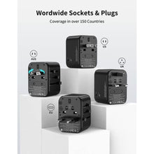 Load image into Gallery viewer, MOMAX Universal Travel Adapter, PD 35W Fast International Power Adapter, 3 USB C & 2 USB A, Worldwide Travel Plug Adapter, International Power Adapter for Europe, USA, Japan, Australia (Type C/A/G/I), Black_1155