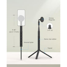 Load image into Gallery viewer, Monopod and Tripod Selfie Stick to Record Golf Swing Training Aid, Magnetic Golf Film Stick Adjustable Aluminum Compatible with Magsafe iPhone 16/15/14/13/12 Plus Pro Max Series, Black_3397
