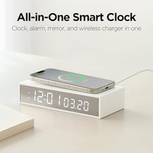 Load image into Gallery viewer, mooas 15W Slim Edge Mirror Wireless Charging Clock (White), Max.15W Fast Wireless Charging, 12/24H time Mode, Alarm & Snooze, Adjustable Brightness Night Mode, Small Digital Alarm Clock Mirror Clock_1623