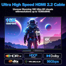 Load image into Gallery viewer, MOPOCHG 16K 10K 8K HDMI ARC/eARC Cable 2.2 for Soundbar 1.6FT/0.5M, 16K@60Hz 8K@240Hz 4K@480Hz High Speed HDMI Cord for Home Theater, 96Gbps, Dolby Atoms, DTS:X, for PS5, Laptop, Monitor, Roku TV, Black_7